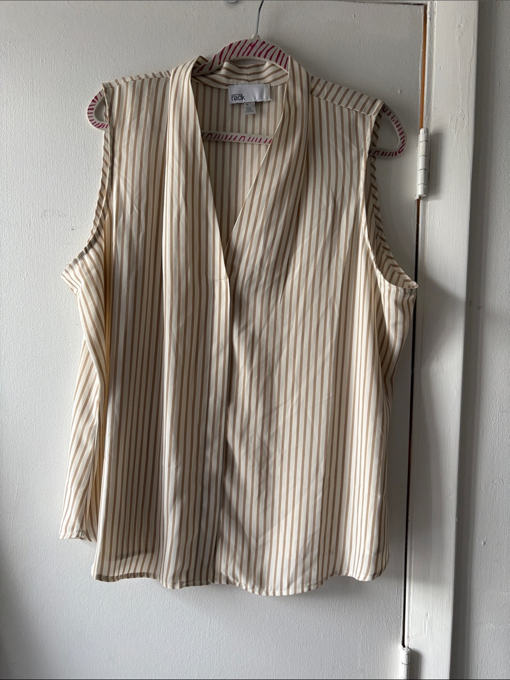 Nordstrom Rack Sleeveless V-Neck Striped Camisole in Cream and Tan